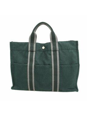 Hermes Tote Fourre Tout MM Canvas Black Silver